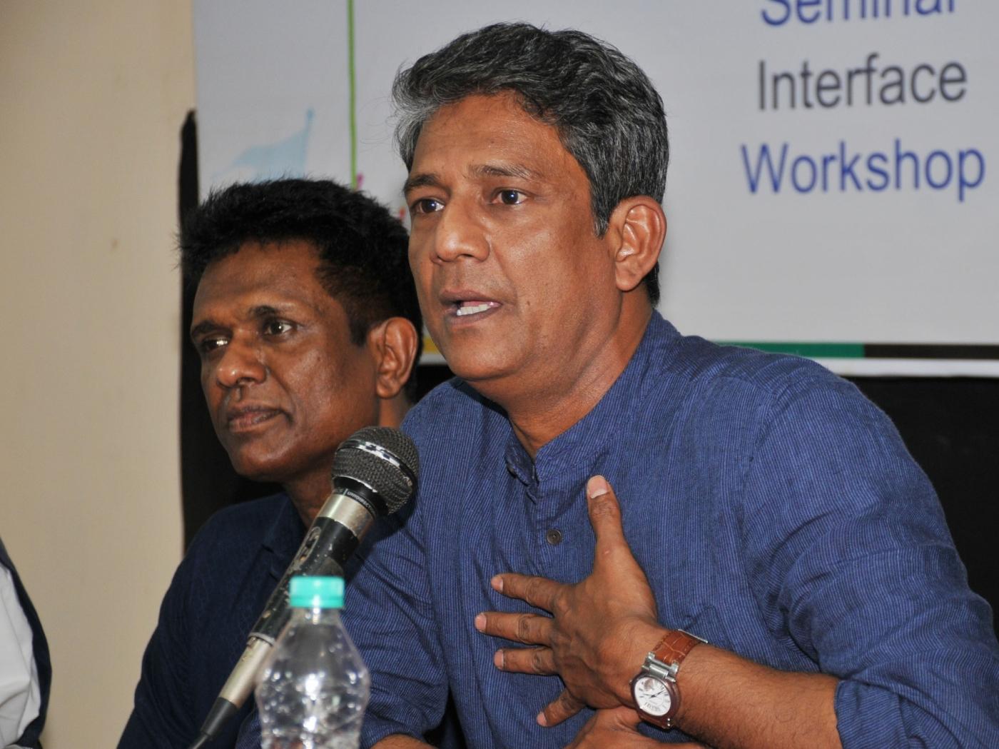 Guwahati: Actor Adil Hussain addresses during a masterclass during the 8th Theatre Olympics at Srimanta Sankardev Kalakshetra in Guwahati on March 17, 2018. (Photo: IANS) by .