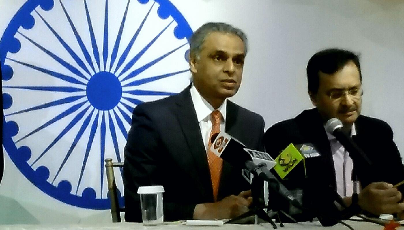 Syed Akbaruddin, India's Permanent Representative to the United Nations, left, and Dinesh K. Patnaik, Joint Secretary,United Nations Political,in the External Affairs Ministry at a news conference in New York on Sunday, Sept. 23, 2018. (Photo: Arul Louis/IANS) by .