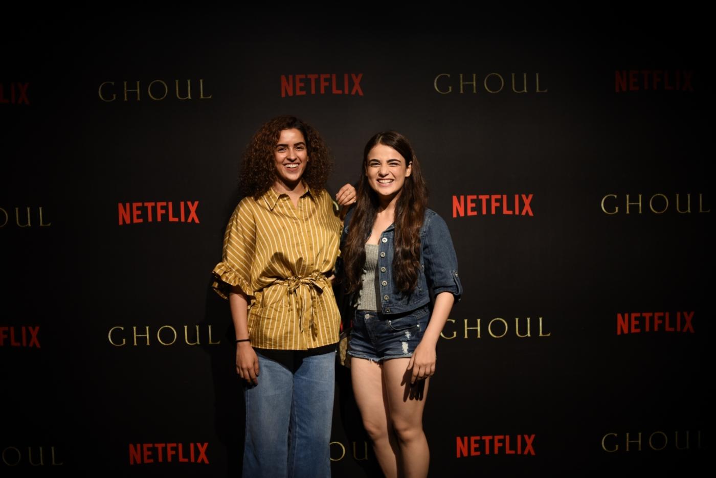 Mumbai: Actresses Sanya Malhotra and Radhika Madan at the black carpet premiere of horror series "Ghoul" in Mumbai on Aug 21, 2018.(Photo: IANS) by .