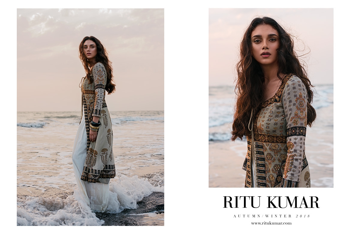 Actress Aditi Rao Hydari has been featured in Ritu Kumars Autumn-Winter 2018 collection line titled 'Beautiful Hands'. by .