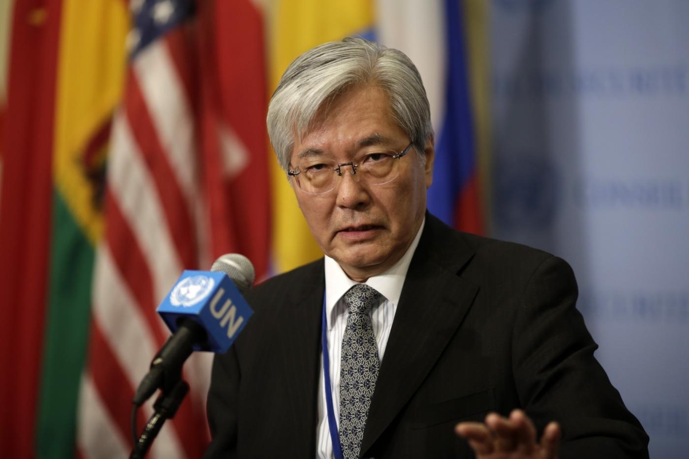 UNITED NATIONS, June 27, 2018 (Xinhua) -- Tadamichi Yamamoto, Special Representative of the United Nations Secretary-General and Head of the United Nations Assistance Mission in Afghanistan, speaks to journalists on the situation in Afghanistan, at the UN headquarters in New York, June 26, 2018. Speakers attending a UN Security Council meeting on the situation in Afghanistan said Tuesday that there were unprecedented opportunities for Afghanistan to seek peace and consolidate its political foundation. (Xinhua/Li Muzi/IANS) by .