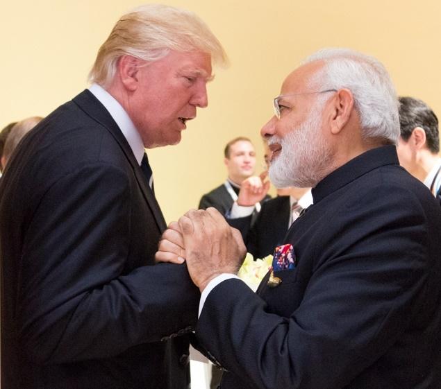 Prime Minister Narendra Modi with President Donald Trump when they met in Germany at the G20 summit in Germany on July 7, 2017. (Photo: White House/IANS) by .