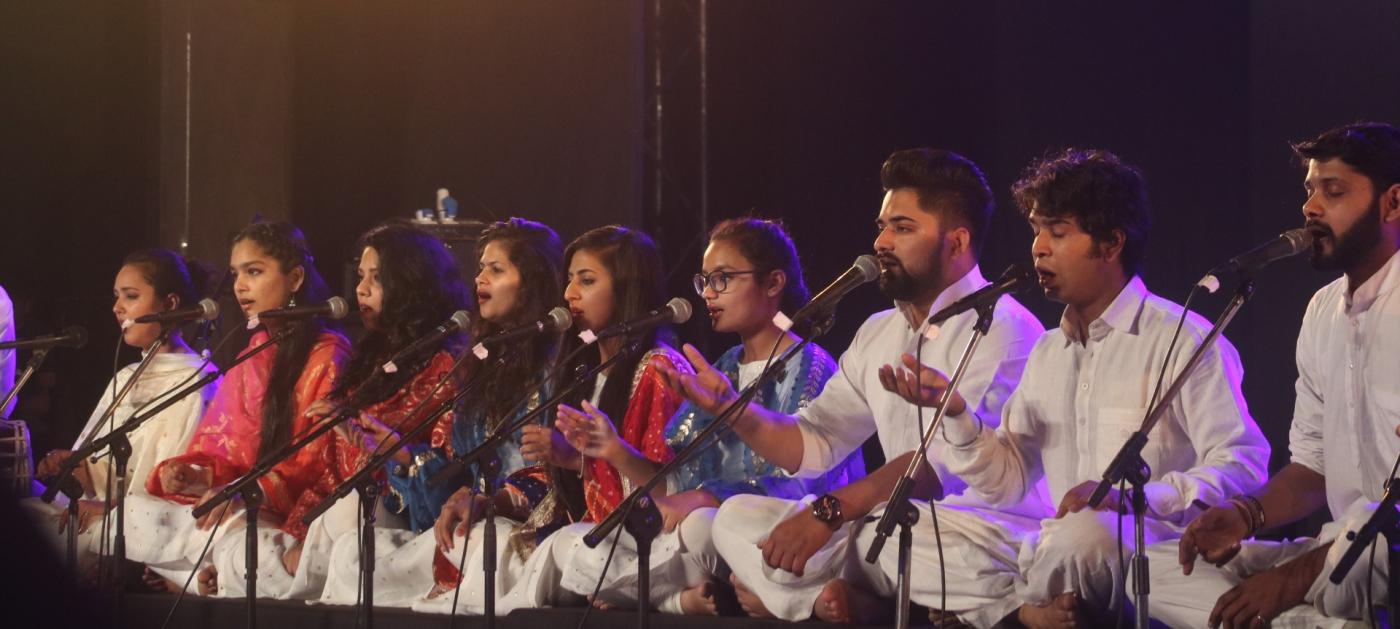 New Delhi: Students of Indian classical maestro, Ustad Iqbal Ahmed Khan perform during Youth Festival in New Delhi on Feb 24, 2018. (Photo: IANS) by .