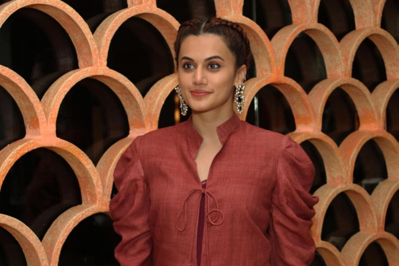 Greater Noida: Actress Taapsee Pannu at the promotion of her upcoming film "Manmarziyaan" in Greater Noida on Sept. 7, 2018. (Photo: Amlan Paliwal/IANS) by .