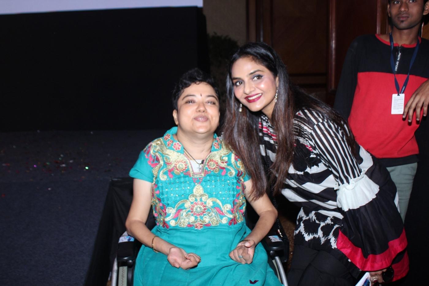 Mumbai: Activist Preethi Srinivasan with actress Madhoo Shah at the "I Am Woman" awards in Mumbai on April 28, 2018. (Photo: IANS) by .