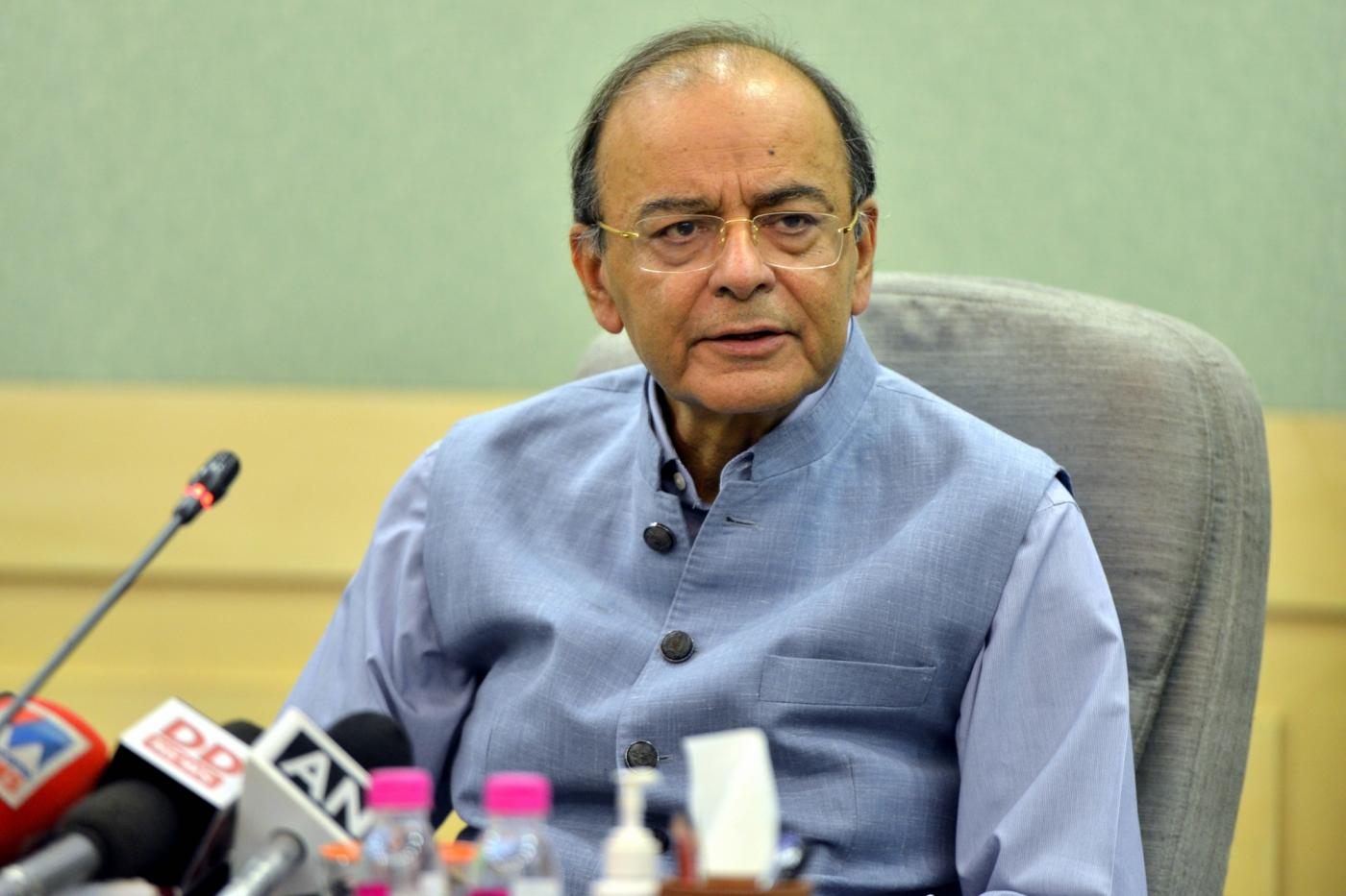 New Delhi: Union Finance and Corporate Affairs Minister Arun Jaitley addresses a press conference, in New Delhi on Oct 4, 2018. (Photo: IANS) by .