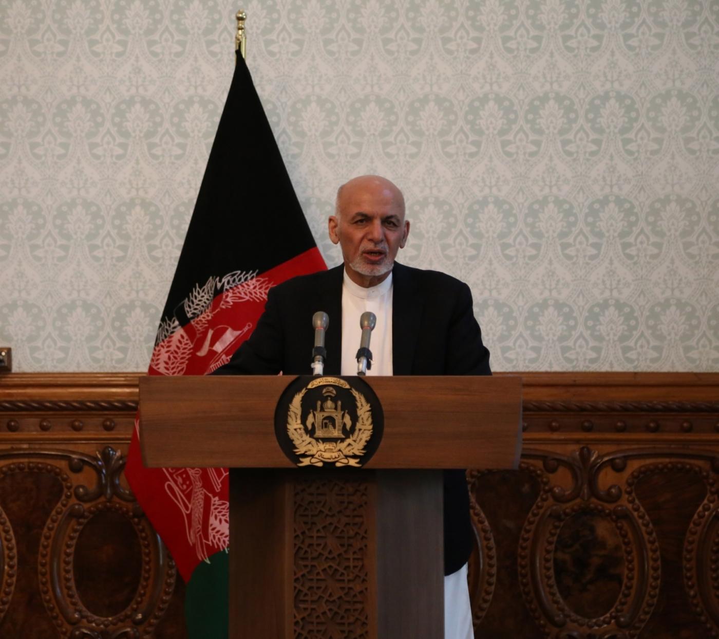 KABUL, Nov. 6, 2018 (Xinhua) -- Afghan President Mohammad Ashraf Ghani speaks during a joint press conference with NATO's Secretary General Jens Stoltenberg (not seen in the picture) in Kabul, capital of Afghanistan, Nov. 6, 2018. Visiting NATO Secretary General Jens Stoltenberg assured the military alliance's firm support to Afghanistan's security forces here on Tuesday. (Xinhua/Rahmat Alizadah/IANS) by .