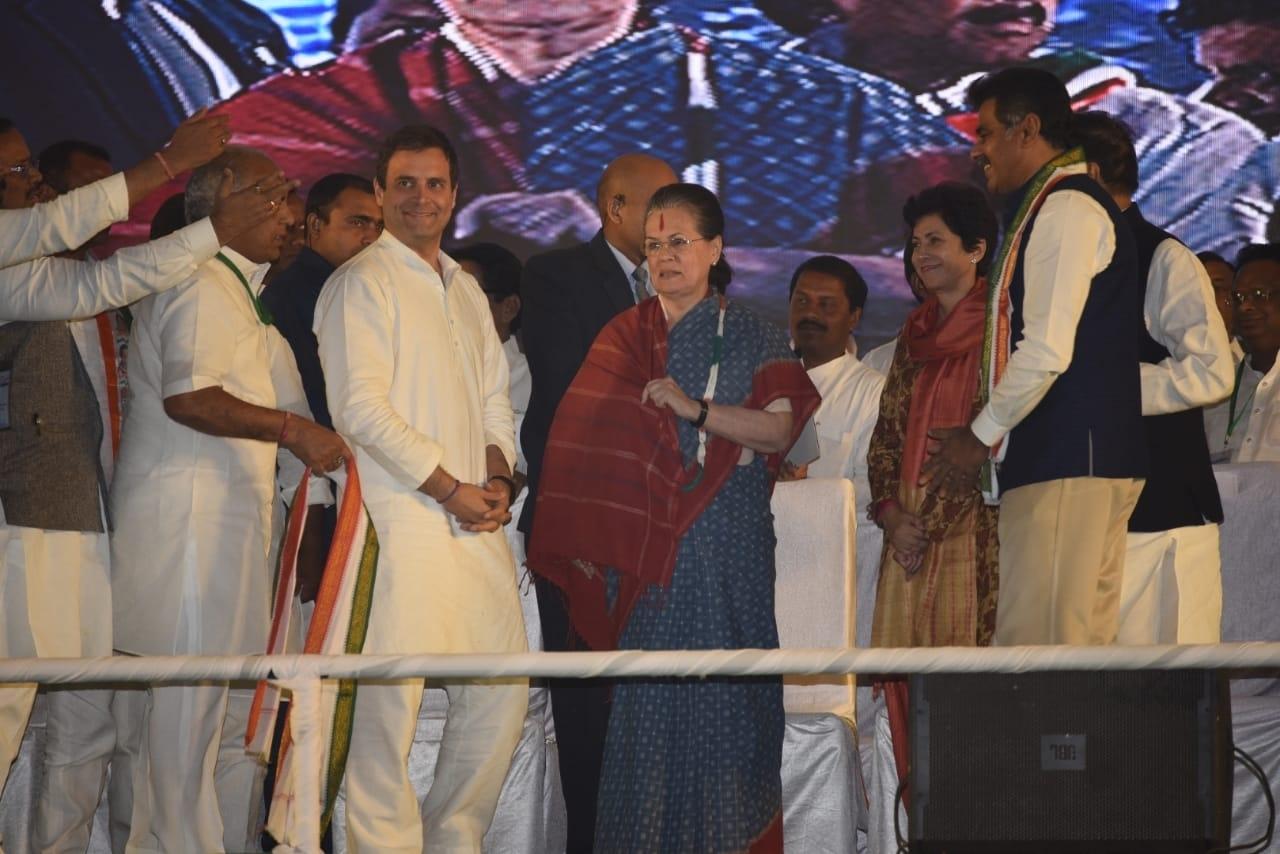 Medchal: UPA chairperson Sonia Gandhi and Congress President Rahul Gandhi during a public meeting in Medchal, Medchal-Malkajgiri district, Telangana on Nov 23, 2018. (Photo: IANS) by .
