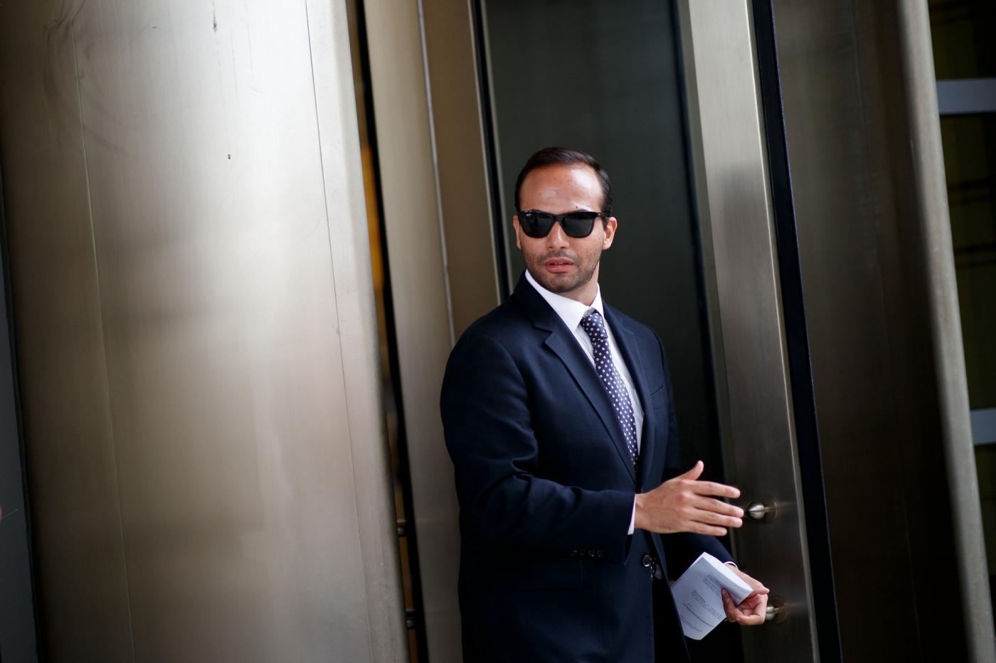 WASHINGTON, Sept. 7, 2018 (Xinhua) -- Former Trump campaign aide George Papadopoulos leaves the court in Washington D.C., the United States, on Sept. 7, 2018. George Papadopoulos was sentenced Friday to 14 days in prison for lying to federal investigators during the Russia probe. (Xinhua/Ting Shen/IANS) by .