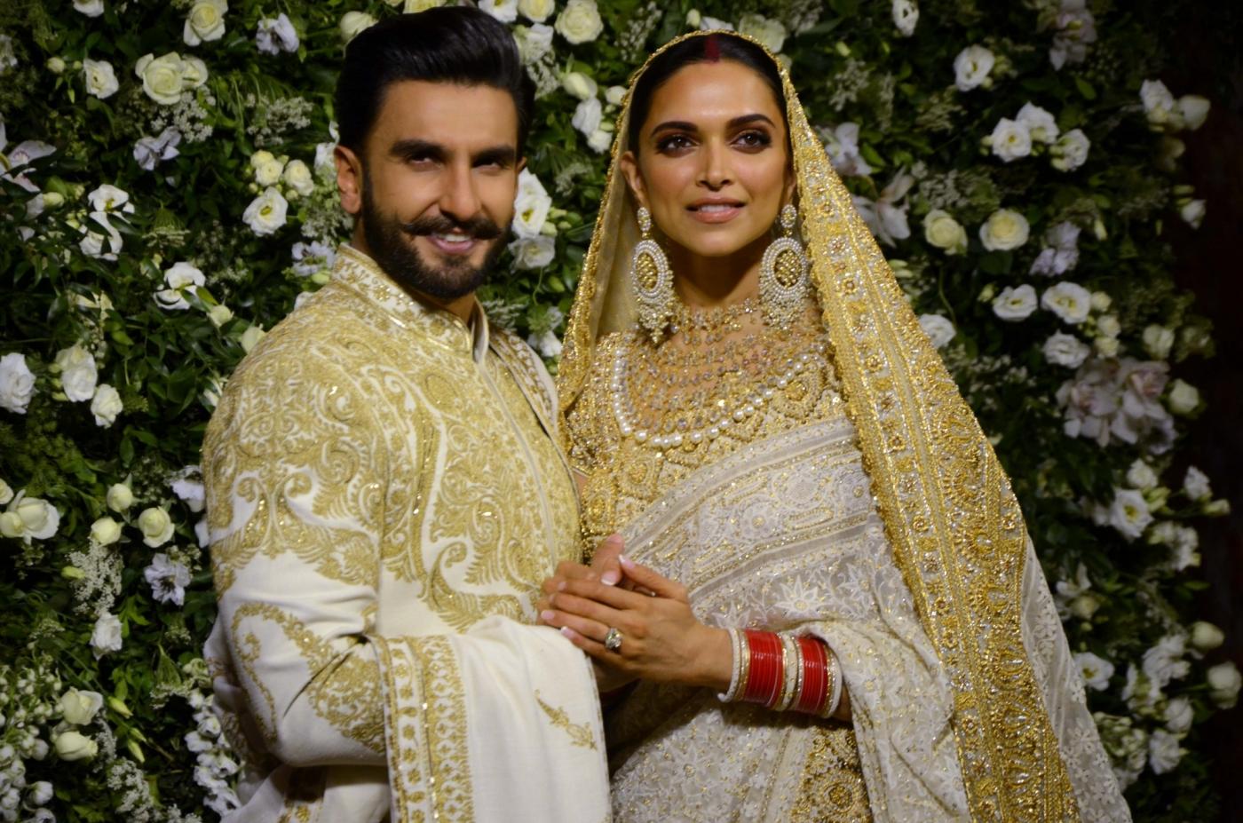 Mumbai: The newlywed actors Deepika Padukone and Ranveer Singh at their wedding reception at Grand Hyatt in Mumbai on Nov 28, 2018. (Photo: IANS) by .