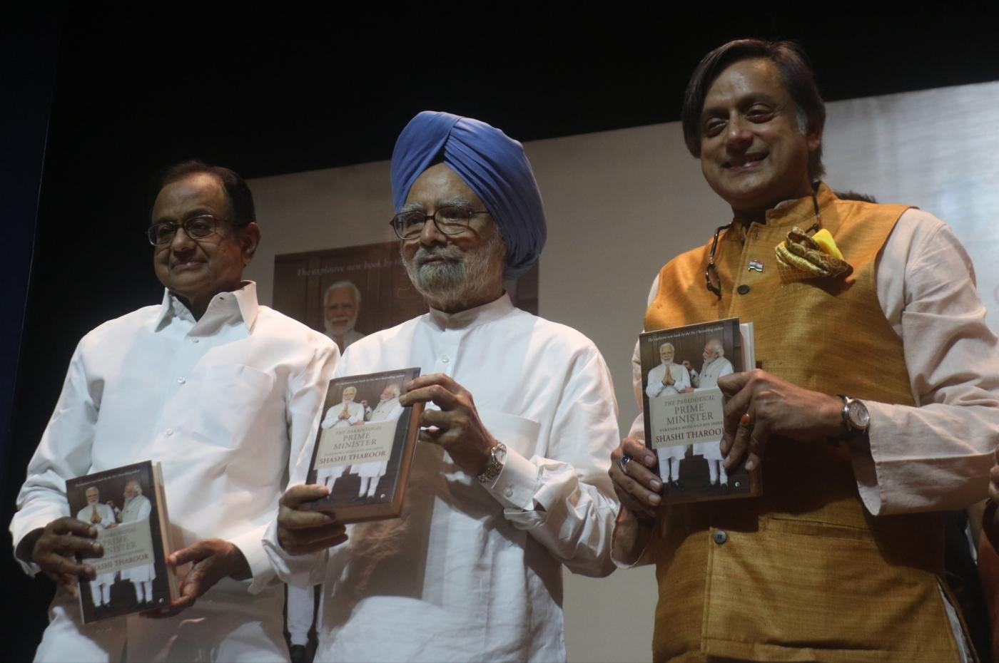 New Delhi: Congress leaders Dr. Manmohan Singh and P. Chidambaram at the launch of Shashi Tharoor's book "The Paradoxical Prime Minister: Narendra Modi And His India" in New Delhi on Oct 26, 2018. (Photo: IANS) by .