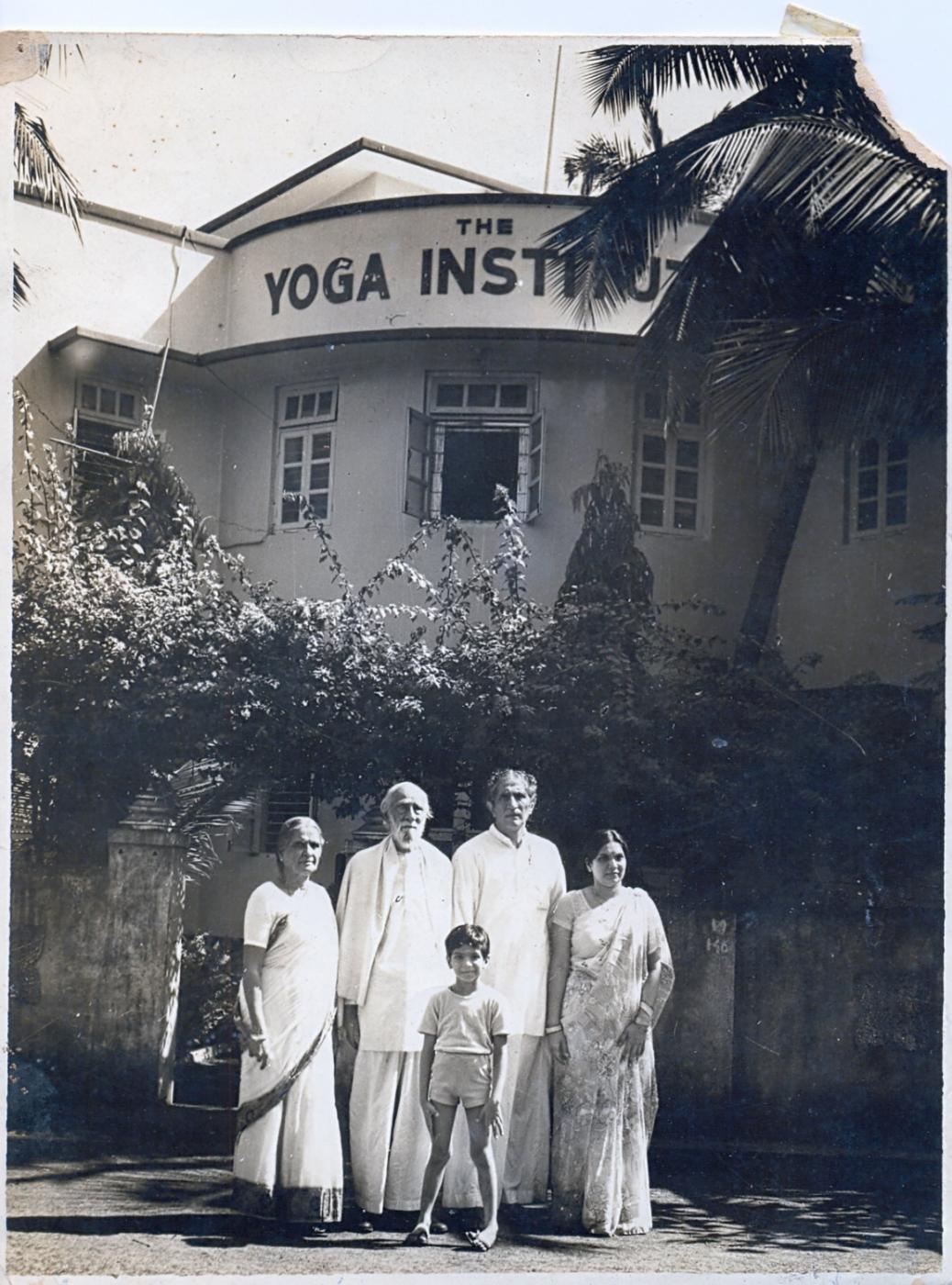 Founder of The Yoga Institute, Shri Yogendraji with family - Sitadevi Yogendra (Wife of Shri Yogendraji), Dr. Jayadeva Yogendra (Son of Shri Yogendraji), Smt. Hansaji Yogendra (Present Director) and Hrishi Yogendra (Grandson of Shri Yogendraji). by .