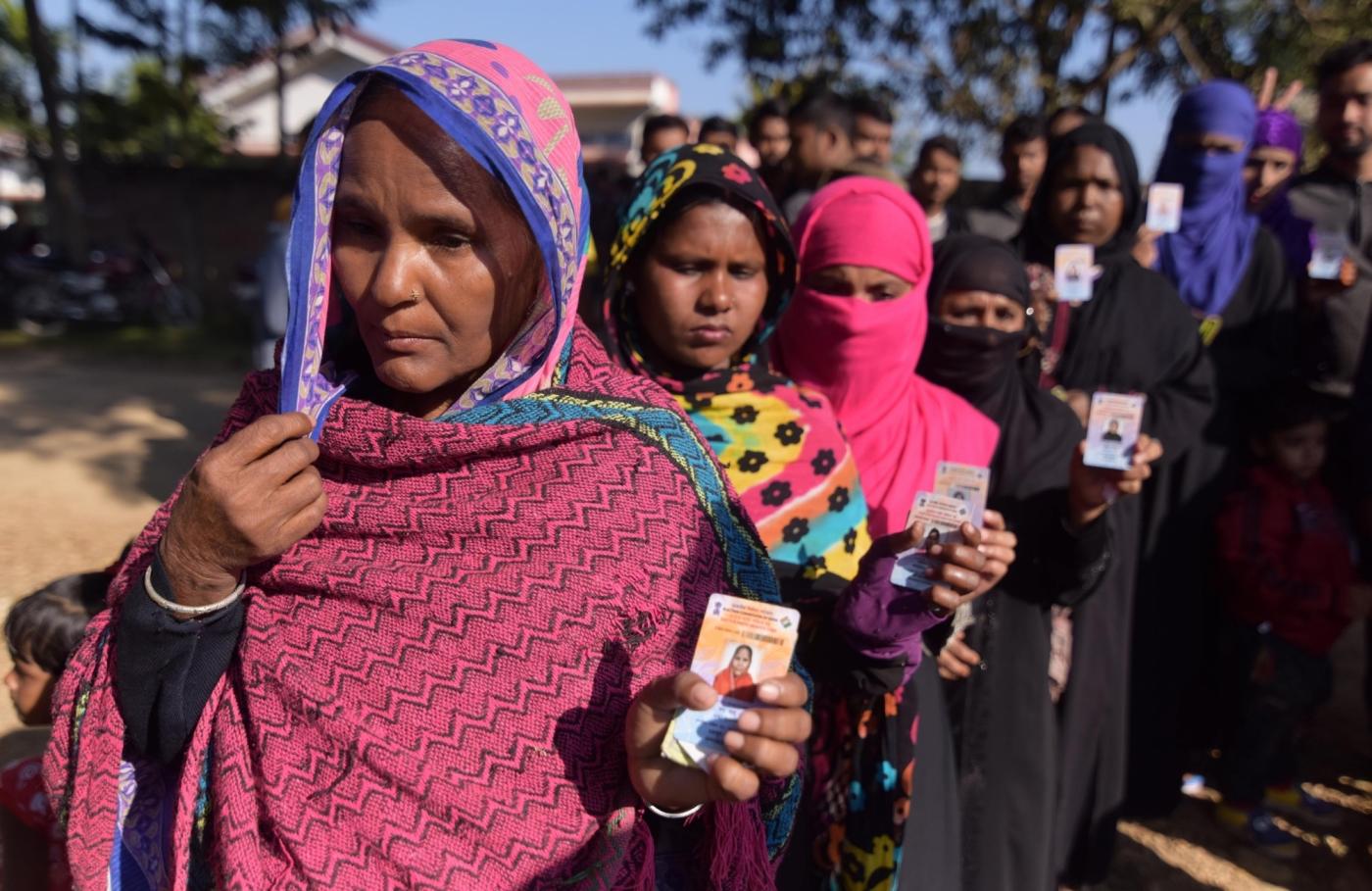 Hojai: Women cast their votes during the second phase of Assam Panchayat polls in Hojai district of the state on Dec 9, 2018. (Photo: IANS) by .