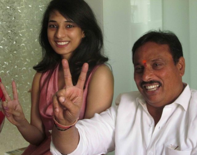 Hyderabad: TRS leader D. Nagender, who is leading from Khairatabad constituency, shows victory sign, in Hyderabad on Dec 11, 2018. (Photo: IANS) Hyderabad: TRS leader D. Nagender, who is leading from Khairatabad constituency, shows victory sign, in Hyderabad on Dec 11, 2018. (Photo: IANS) by .