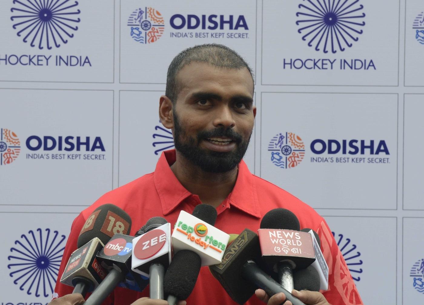 Bhubaneswar: Indian Hockey player Sreejesh Parattu Raveendran talks to press in Bhubaneswar on Sept 19, 2018. (Photo: IANS) by .