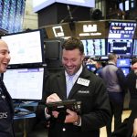NEW YORK, Dec. 26, 2018 (Xinhua) -- Traders work at the New York Stock Exchange in New York, the United States, Dec. 26, 2018. U.S. stocks soared on Wednesday, with the Dow surging more than 1,000 points, as investors tried to regain some of the steep losses suffered in the previous trading sessions. The Dow Jones Industrial Average jumped 1,086.25 points, or 4.98 percent, to 22,878.45. The S&P 500 climbed 116.60 points, or 4.96 percent, to 2,467.70. The Nasdaq Composite Index advanced 361.44 points, or 5.84 percent, to 6,554.36. (Xinhua/Wang Ying/IANS) by .