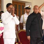 Hyderabad: Telangana Rashtra Samithi (TRS) leader K. Chandrashekhar Rao takes oath as the Chief Minister of Telangana at Raj Bhawan in Hyderabad on Dec 13, 2018. Governor E.S.L. Narasimhan administered the oath of office and secrecy to him. (Photo: IANS) by .