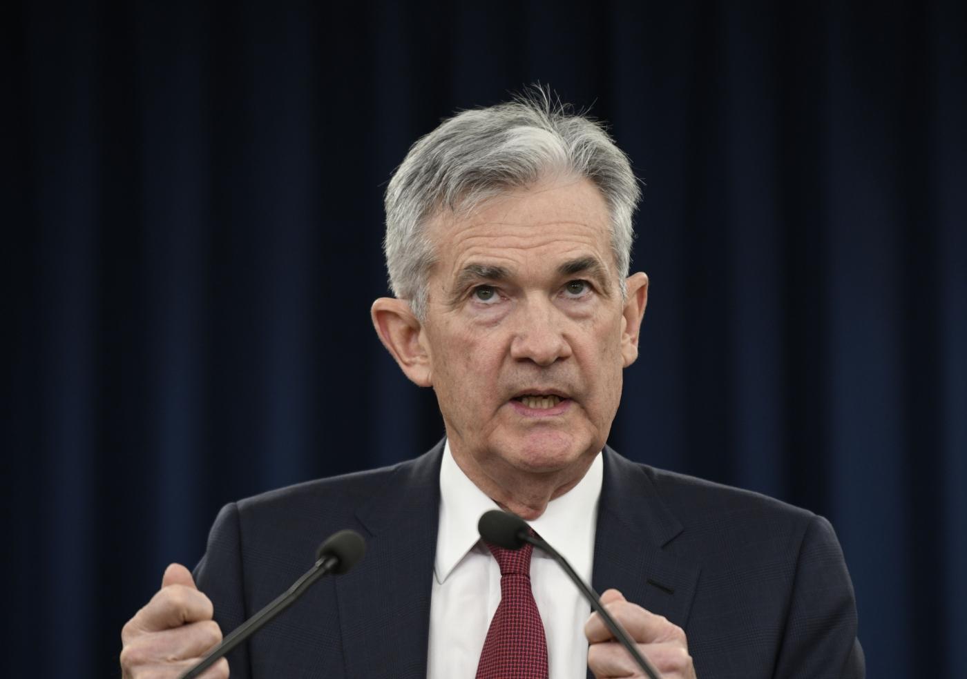 WASHINGTON, Dec. 19, 2018 (Xinhua) -- U.S. Federal Reserve Chairman Jerome Powell speaks during a press conference in Washington D.C., the United States, on Dec. 19, 2018. The U.S. Federal Reserve on Wednesday raised short-term interest rates by a quarter of a percentage point, but signaled a slower pace of rate hikes next year as the U.S. economy is expected to cool down. (Xinhua/Liu Jie/IANS) by .