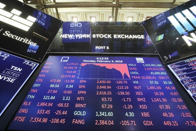 NEW YORK, Feb. 5, 2018 (Xinhua) -- An electronic screen displaying trading data is seen at the New York Stock Exchange in New York, the United States, on Feb. 5, 2018. U.S. stocks closed sharply lower on Monday, with the Dow plummeting 4.60 percent, as the market took a heavy hit from panic sales. (Xinhua/Wang Ying/IANS) NEW YORK, Feb. 5, 2018 (Xinhua) -- An electronic screen displaying trading data is seen at the New York Stock Exchange in New York, the United States, on Feb. 5, 2018. U.S. stocks closed sharply lower on Monday, with the Dow plummeting 4.60 percent, as the market took a heavy hit from panic sales. (Xinhua/Wang Ying/IANS) by .