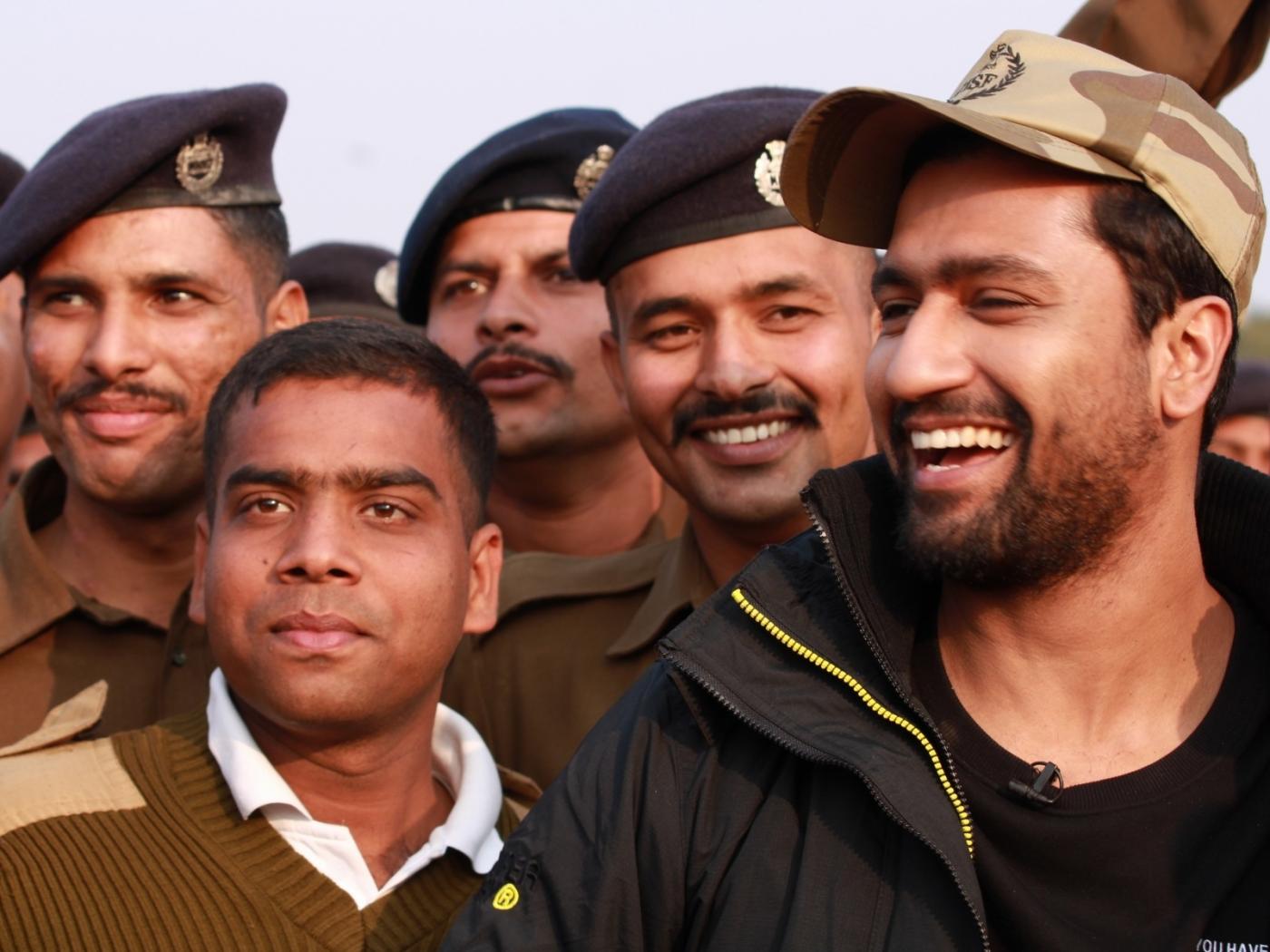 Ghaziabad: Actor Vicky Kaushal with CISF personnel during the promotions of his upcoming film "Uri: The Surgical Strike" at Indirapuram CISF Camp in Ghaziabad on Jan 5, 2019. (Photo: Amlan Paliwal/IANS) by .