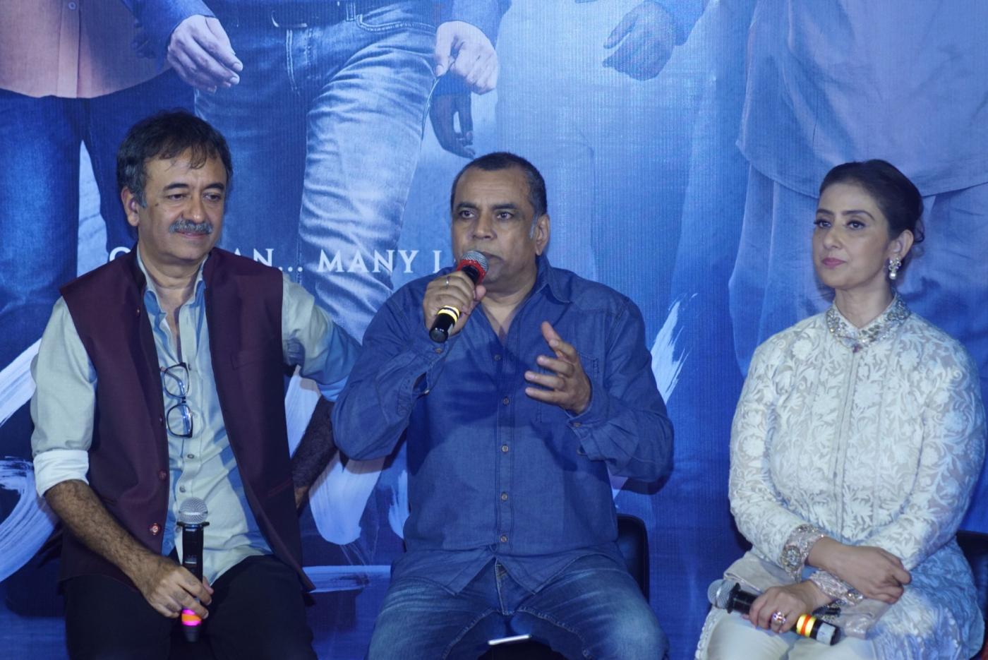 Mumbai: Producer Rajkumar Hirani with actors Paresh Rawal and Manisha Koirala at the trailer launch of their upcoming film "Sanju", in Mumbai on May 30, 2018. (Photo: IANS) by .