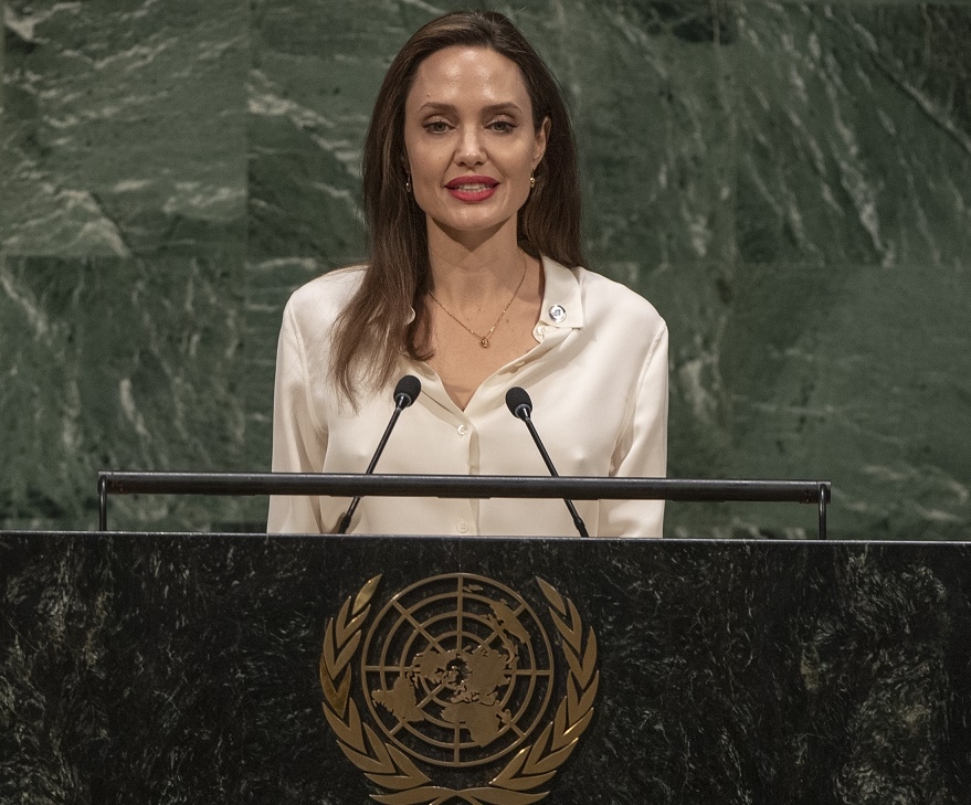 Actress Angelina Jolie, who is the Special Envoy of the United Nations High Commissioner for Refugees, addresses the United Nations Peacekeeping Ministerial meeting on Friday, March 29, 2019. (Photo: UN/IANS) by .