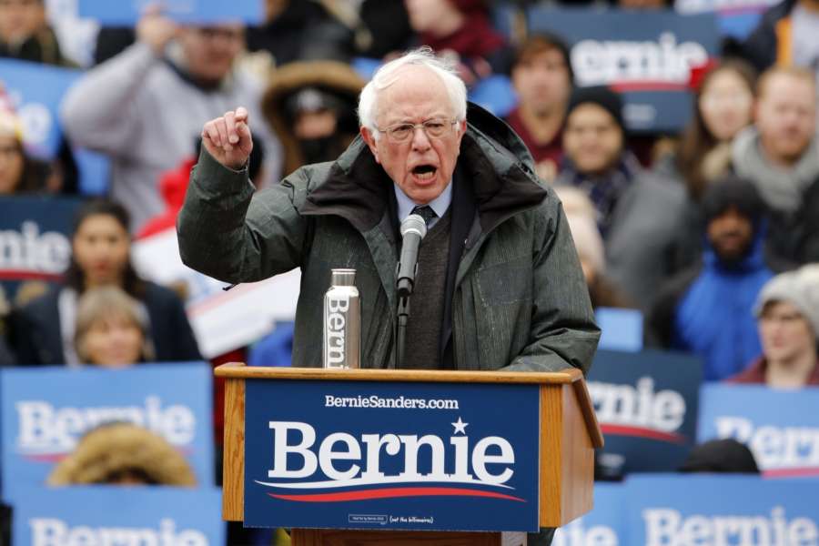 NEW YORK, March 2, 2019 (Xinhua) -- U.S. Senator Bernie Sanders speaks during his first presidential campaign rally in Brooklyn College, New York, the United States, March 2, 2019. U.S. Senator Bernie Sanders kicked off his 2020 presidential campaign as a second-time runner on Saturday in his hometown borough of Brooklyn, New York, reiterating his Democratic socialist views that have been reshaping the Democratic Party. (Xinhua/Li Muzi/IANS) by .