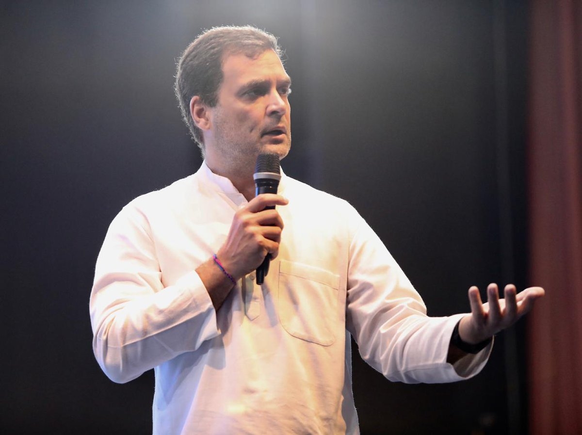 Imphal: Congress President Rahul Gandhi interacts with students in Imphal, Manipur, on March 20, 2019. (Photo: IANS) by .