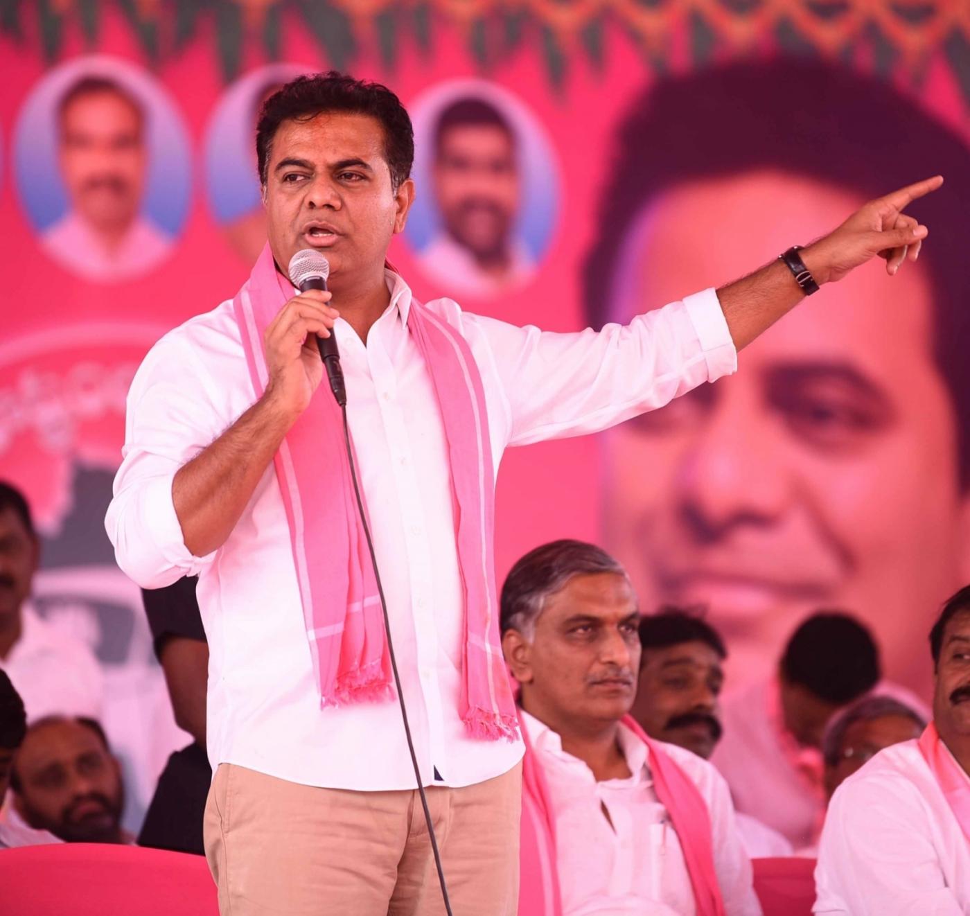 Medak: TRS Working President K T Rama Rao during a party programme in Medak district of Telangana on March 8, 2019. (Photo: IANS) by .