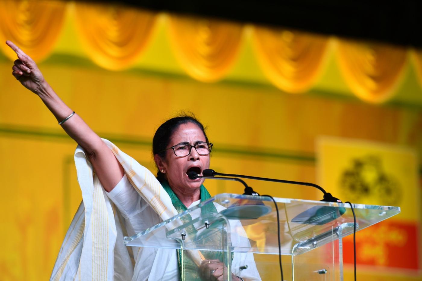 Visakhapatnam: West Bengal Chief Minister and Trinamool Congress supremo Mamata Banerjee addresses during a Telugu Desam Party's rally in Visakhapatnam on March 31, 2019. (Photo: IANS) by .