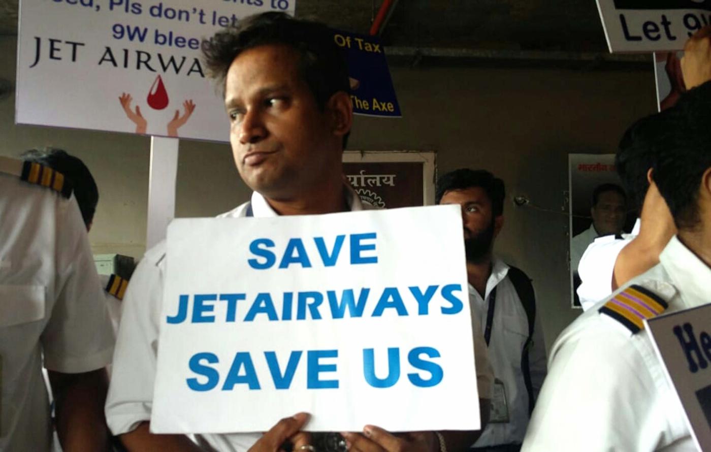Mumbai: Jet Airways employees stage a protest at Chhatrapati Shivaji International Airport, in Mumbai, on May 8, 2019. (Photo: IANS) by .