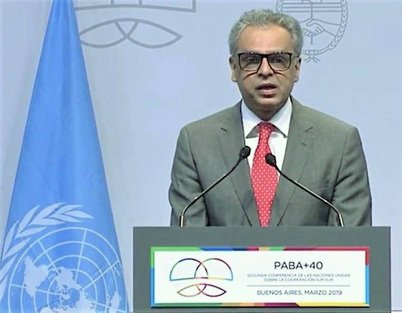 India's Permanent Representative to the United Nations, Syed Akbaruddin, speaks on Thursday, March 21, 2019, a the High-Level South-South Cooperation Conference in Buenos Aires. (Photo: UN/IANS) by .