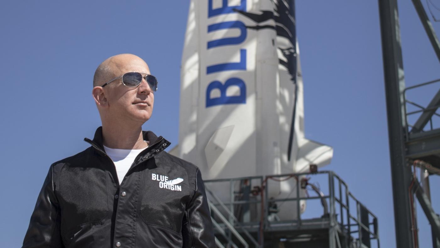 Jeff Bezos, founder of Blue Origin, inspects New Shepardâs West Texas launch facility before the rocketâs maiden voyage. (Photo: Courtesy, Blue Origin) by .