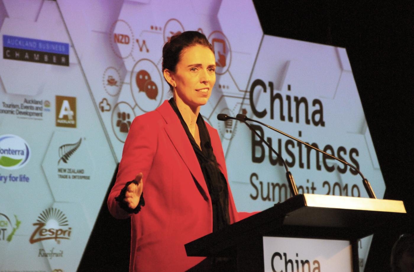 AUCKLAND, May 6, 2019 (Xinhua) -- New Zealand Prime Minister Jacinda Ardern speaks at the annual China Business Summit in Auckland, New Zealand, on May 6, 2019. New Zealand Prime Minister Jacinda Ardern reiterated on Monday the importance of New Zealand-China relations and the mutual respect and trust when dealing with disputes. (Xinhua/Lu Huaiqian/IANS) by .