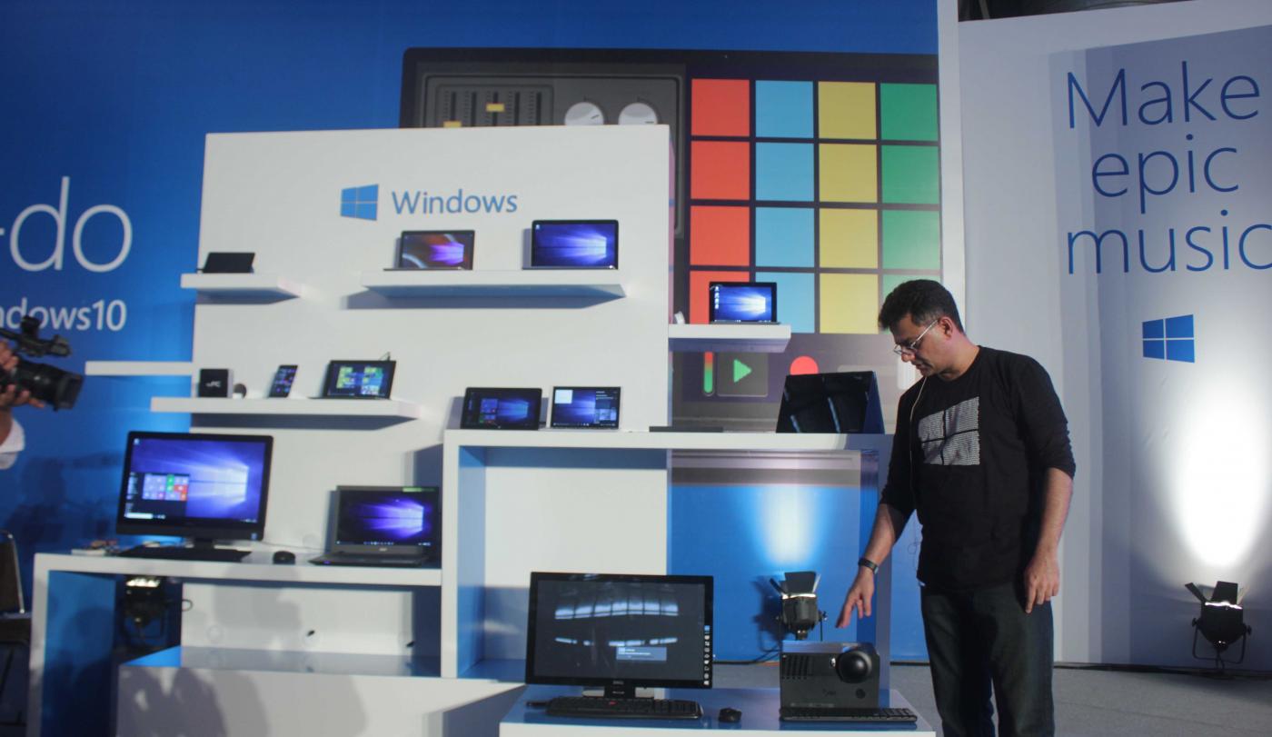 New Delhi: Microsoft launches Windows 10 at Pragati Maidan in New Delhi, on July 29, 2015. (Photo: IANS) by .