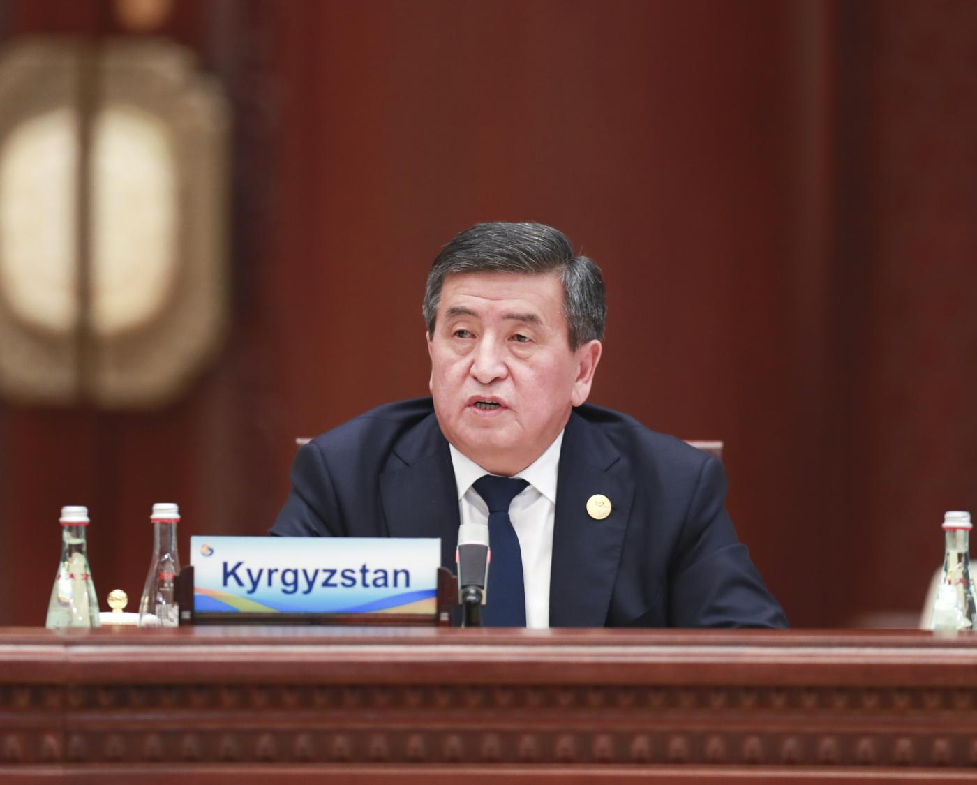BEIJING, April 27, 2019 (Xinhua) -- Kyrgyz President Sooronbay Jeenbekov speaks at the leaders' roundtable meeting of the Second Belt and Road Forum for International Cooperation at the Yanqi Lake International Convention Center in Beijing, capital of China, April 27, 2019. (Xinhua/Pang Xinglei/IANS) by .