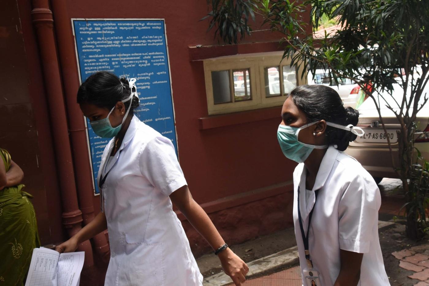 Ernakulam: Medical staff seen wearing masks at Ernakulam General Hospital. Kerala Health Minister K.K.Shailaja confirmed that the blood reports of a youth, suspected to be infected by the Nipah virus is positive on June 4, 2019. (Photo: IANS) by .
