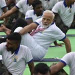 Ranchi: Prime Minister Narendra Modi practices yoga asanas -postures- on International Yoga Day 2019 at Prabhat Tara Maidan in Ranchi on June 21, 2019. (Photo: IANS) by .