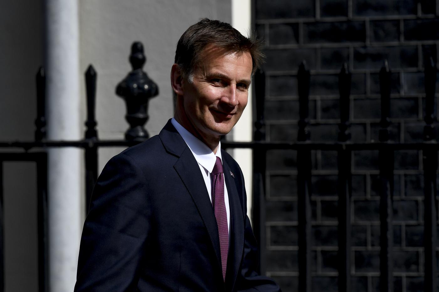 LONDON, June 20, 2019 (Xinhua) -- File photo taken on June 18, 2019 shows British Foreign Secretary Jeremy Hunt arriving at 10 Downing Street to attend a cabinet meeting in London, Britain. Former Foreign Secretary Boris Johnson and his successor as foreign secretary Jeremy Hunt emerged on June 20, 2019 as the two politicians in the final battle to become the UK's next Prime Minister. (Xinhua/IANS) by Alberto Pezzali.
