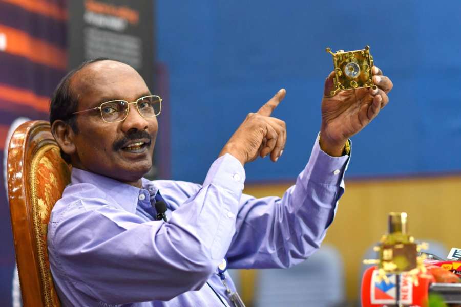 Bengaluru: ISRO Chairman K. Sivan addresses a press conference after the insertion of India's spacecraft to the moon, Chandrayaan-2, into the lunar orbit; at ISRO Headquarters in Bengaluru on Aug 20, 2019. (Photo: IANS) by .