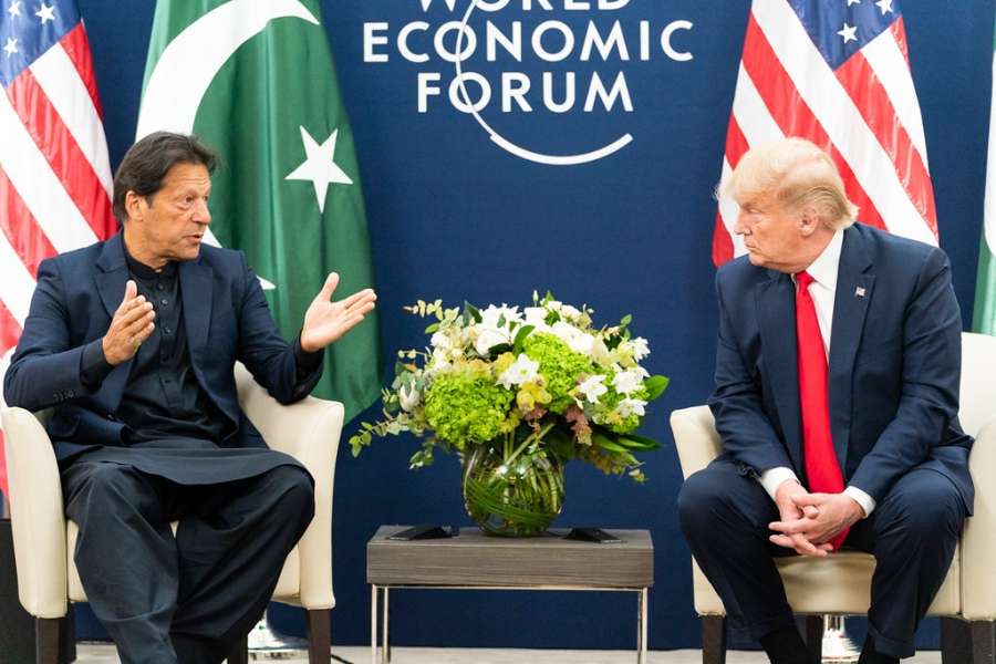 United States President Donald Trump, right, meets with Pakistan Prime Minister Imran Khan, left, at Davos, Switzerland, on Tuesday, January 21, 2020. (Photo: White Houe/IANS) by .