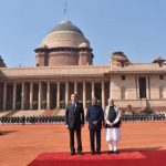 New Delhi: President Ram Nath Kovind and Prime Minister Narendra Modi with Brazilian President Jair Bolsonaro at a Ceremonial Reception accorded to him at Rashtrapati Bhavan in New Delhi on Jan 25, 2020. (Photo: IANS/MEA) by .