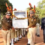 New Delhi: Delhi Police Commissioner Amulya Patnaik pays tribute to Ratan Lal, the Delhi Police Head Constable, who died on-duty in North-East Delhi's Bhajanpura; at New Police Lines, Kingsway Camp, Delhi on Feb 25, 2020. (Photo: IANS) by .