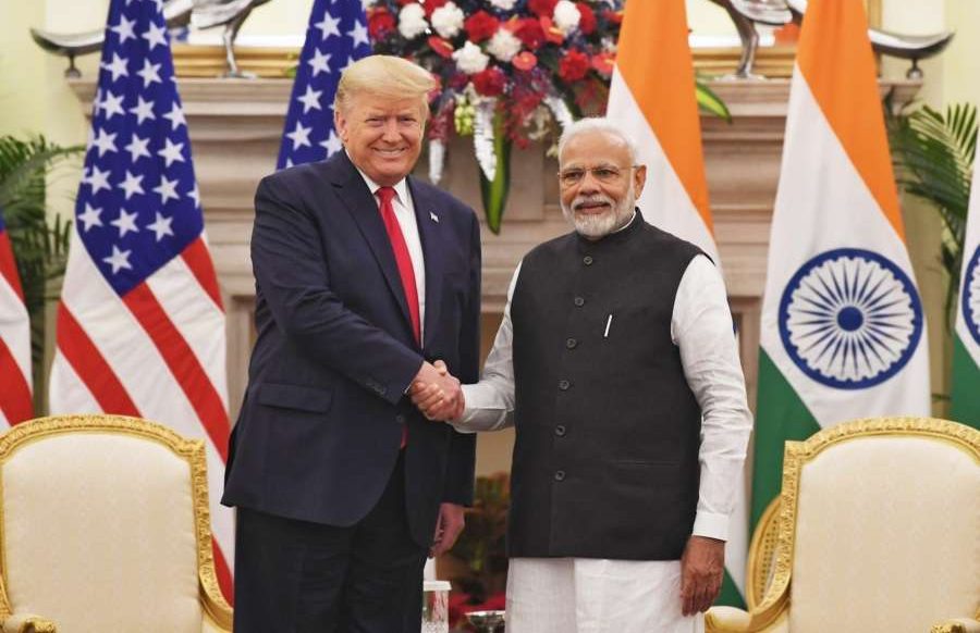 New Delhi: Prime Minister Narendra Modi meets US President Donald Trump at the Hyderabad House in New Delhi on Feb 25, 2020. (Photo: IANS/PIB) by .