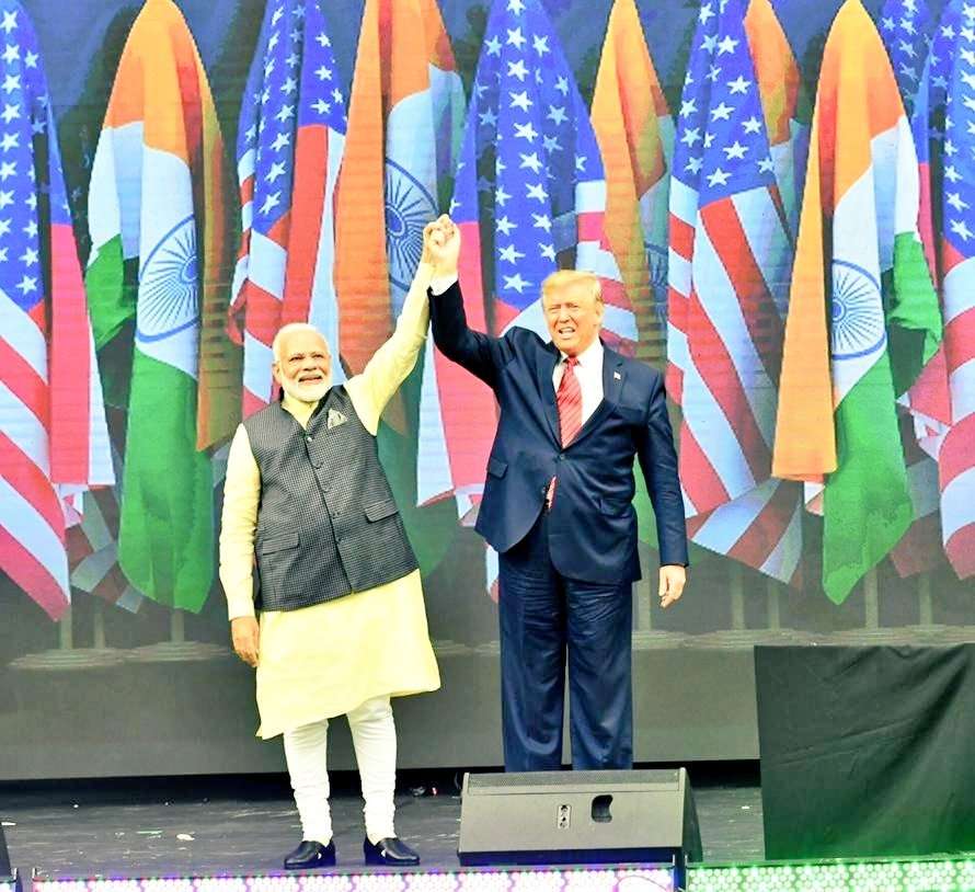 Houston: Prime Minister Narendra Modi and US President Donald Trump during the 'Howdy Modi' event at NRG Stadium in Houston, USA, on Sep 22, 2019. (Photo: IANS/MEA) by .