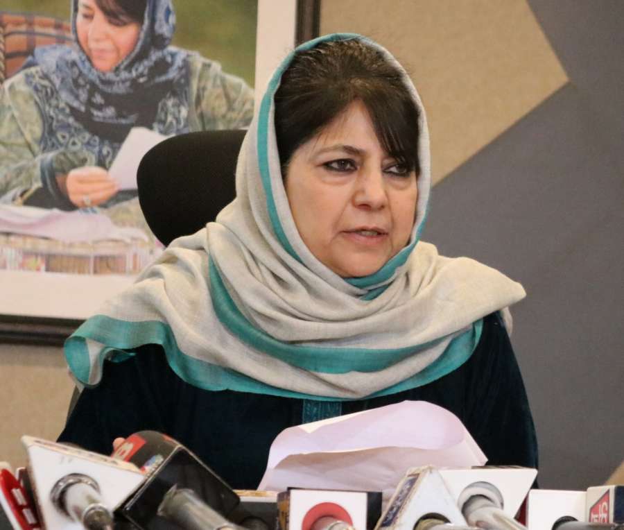 Srinagar: Former Jammu and Kashmir Chief Minister and People's Democratic Party (PDP) chief Mehbooba Mufti addresses a press conference in Srinagar, on Dec 31, 2018. (Photo: IANS) by .