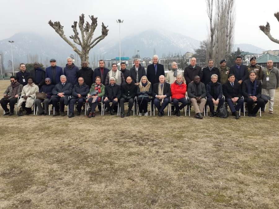 Srinagar: The second batch of foreign envoys who are on a two-day visit to Jammu and Kashmir to assess the ground situation in the Union Territory, in Srinagar on Feb 12, 2020. (Photo: IANS) by .