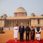 New Delhi: President Ram Nath Kovind, First Lady Savita Kovind and Prime Minister Narendra Modi receive US President Donald Trump and First Lady Melania Trump during a Ceremonial Reception accorded to them at the Rashtrapati Bhavan in New Delhi on Feb 25, 2020. (Photo: IANS/PIB) by .