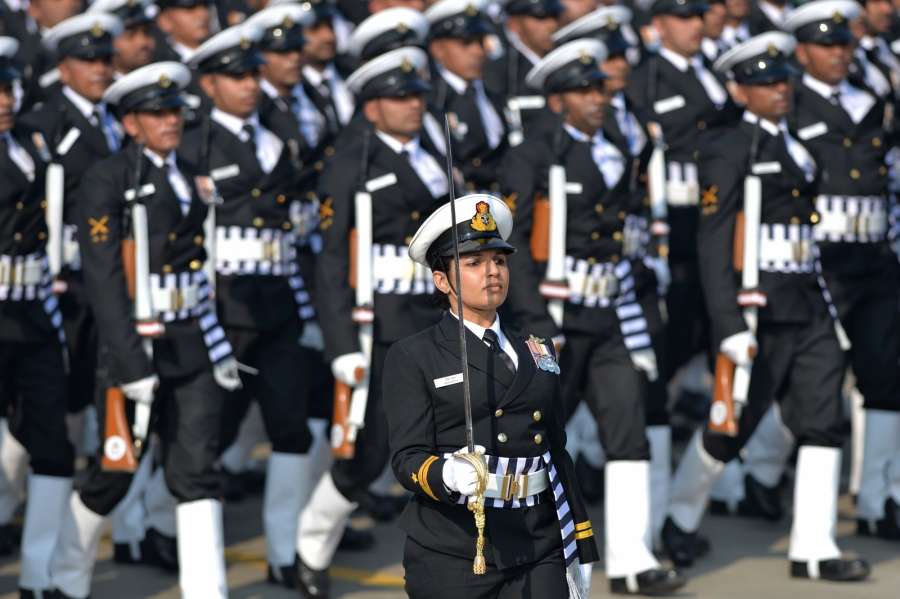 New Delhi: The Indian Naval contingent marches past Rajpath during the 71st Republic Day parade, in New Delhi on Jan 26, 2020. (Photo: IANS/RB) by .
