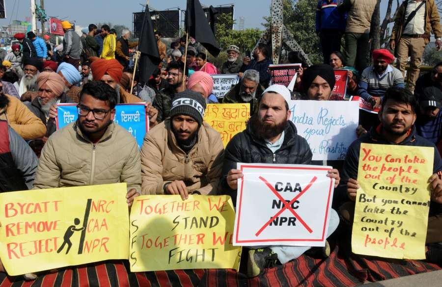 Amritsar: People stage a demonstration against the Citizenship Amendment Act (CAA) 2019, National Register of Citizens (NRC) and National Population Register (NPR), in Amritsar on Feb 2, 2020. (Photo: IANS) by .